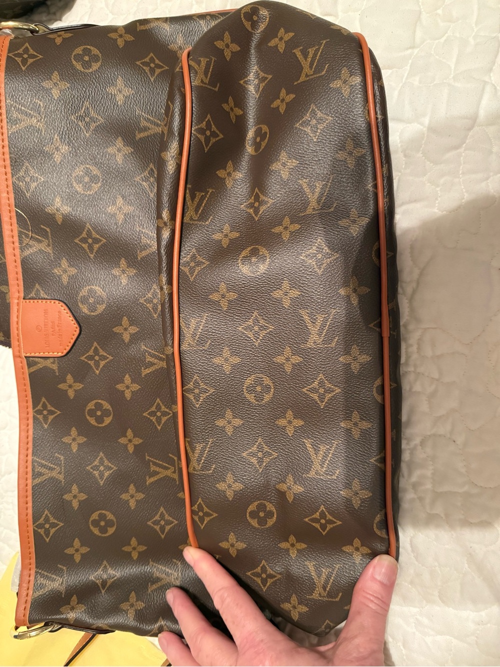 Louis Vuitton Monogram Canvas Duffel Bag in Brown and Tan Trim
